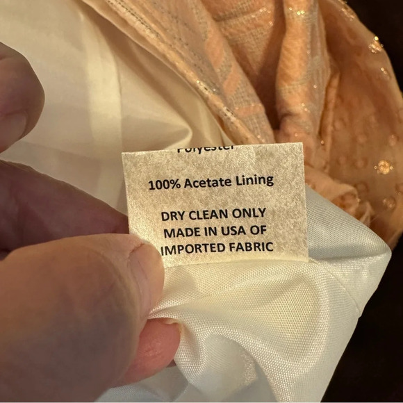 Sara Campbell Retro Style Shimmery Pink and Gold Long Sheer Sleeve Sheath Dress - Picture 7 of 7